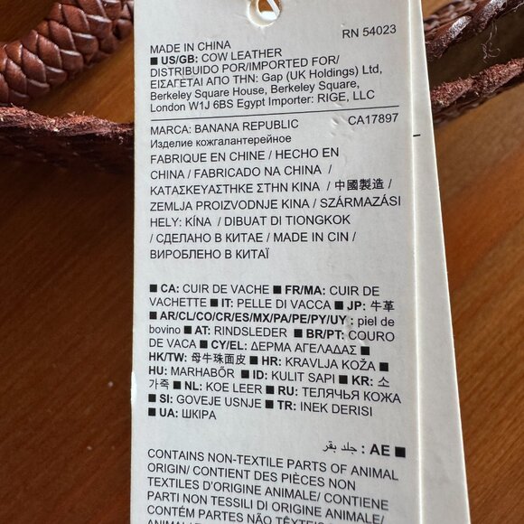 NWT Banana Republic Lightweight Brown Leather Braided Belt in Women's Large - Picture 8 of 9